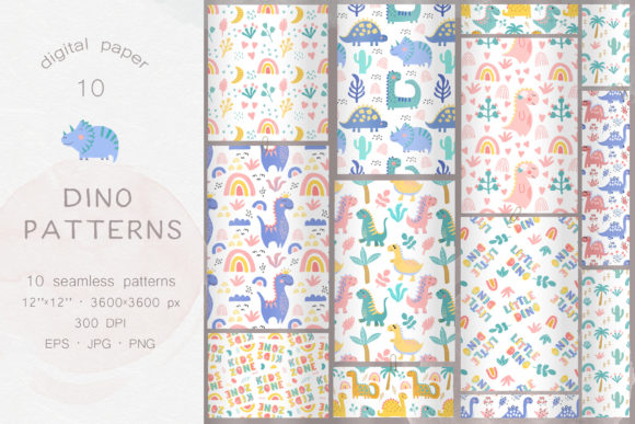 Dinosaurs, Kids Patterns, and Digital Paper: A Creative Resource for Modern Design