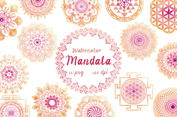 Elevating Digital Design with Clipart Watercolor Yantra and Mandala Elements