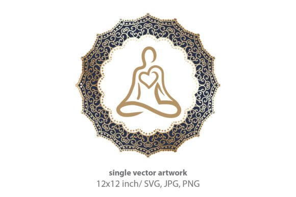 Evaluating the Woman in Yoga Pose Inside Mandala Frame Vector Asset