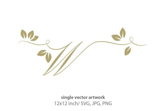 Gold Leaf Autumn Script Letter W Design