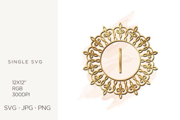 Golden Ornamental Monogram Letter I Design