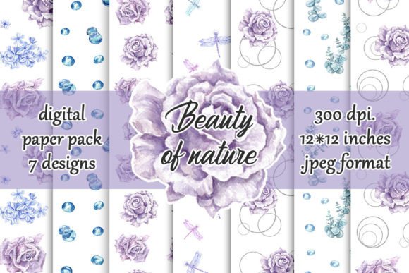 Purple Flowers Digital Paper Pack Guide