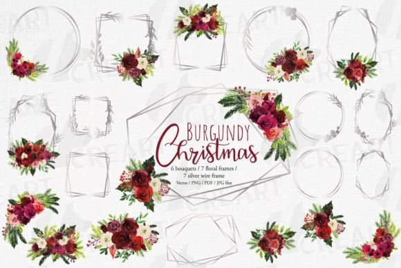 Silver Frames & Red Christmas Bouquets