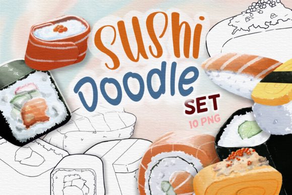 Sushi Doodle Set: Cute Clipart for Planners